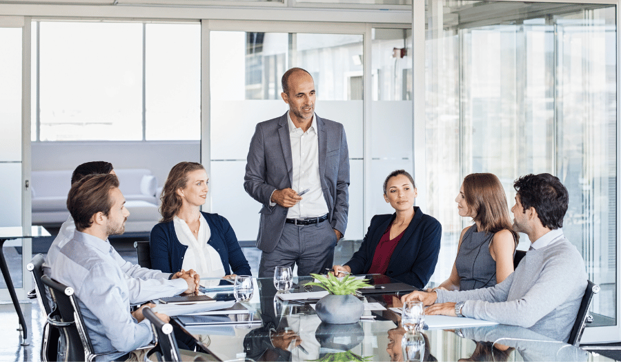 Board meeting in office high rise