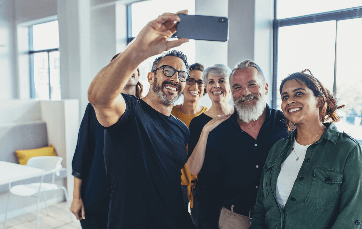 Business team taking selfie-1
