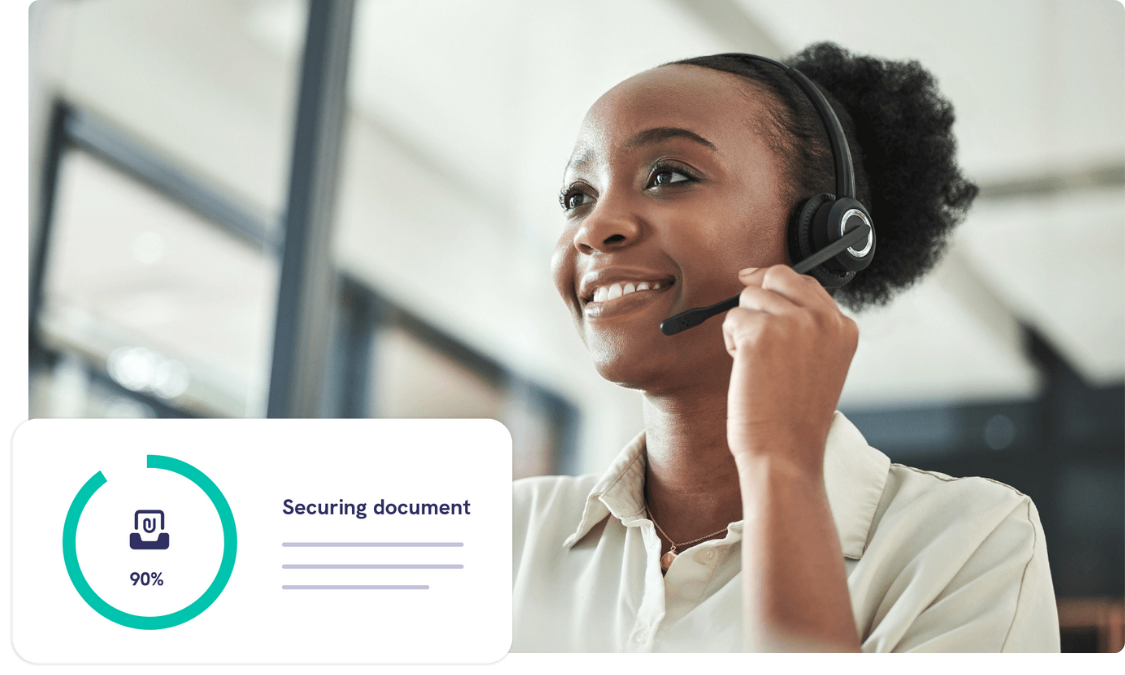 Customer support agent using CRM call system and sending secure email
