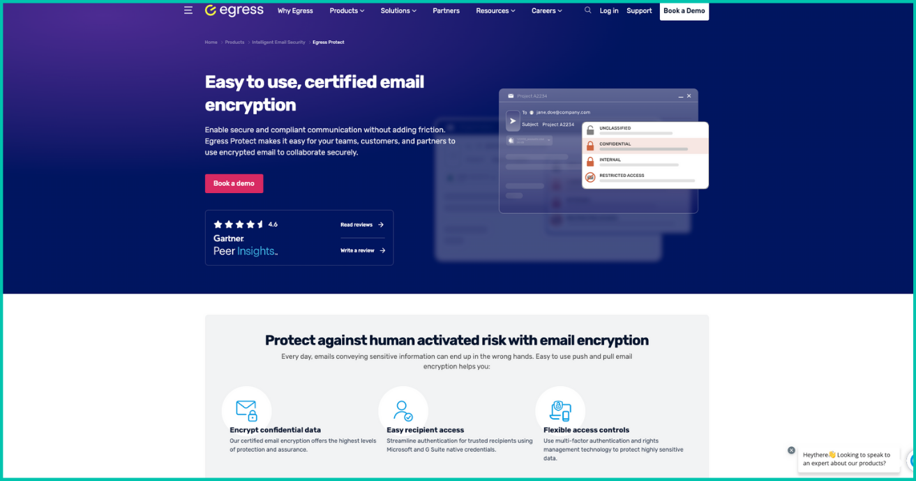 Egress secure email homepage