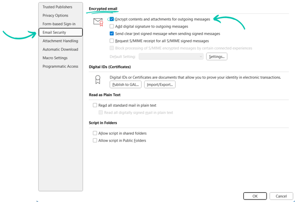 Encrypting Email Attachments in Classic Outlook for Windows (Using S_MIME)_ Encrypting All Outgoing Messages Using S/MIME in Outlook