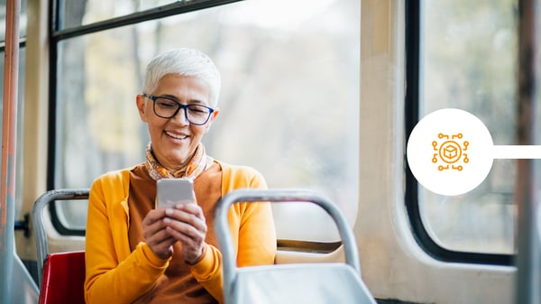Face ID check woman on bus