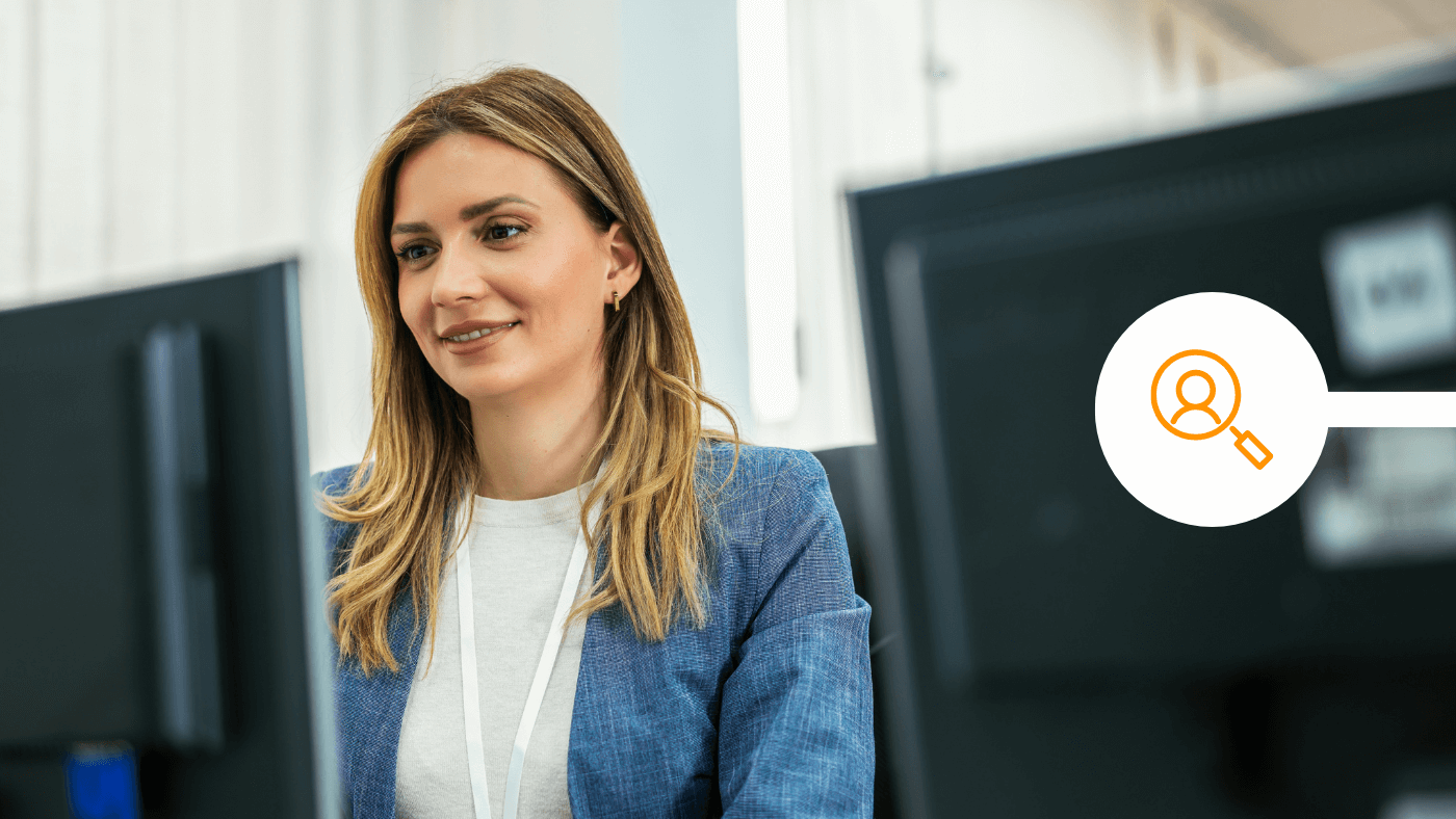 Female professional using desktop computer to authenticate