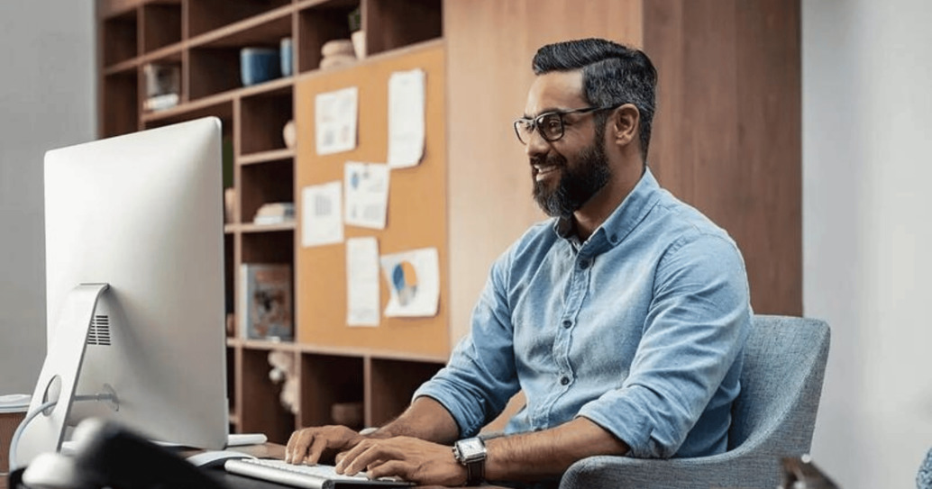 Man sending secure emails to his customers