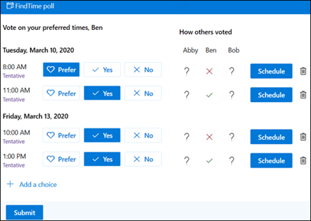 FindTime Outlook add-in screenshot