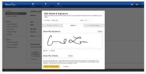 DocuSign Outlook add-in screenshot