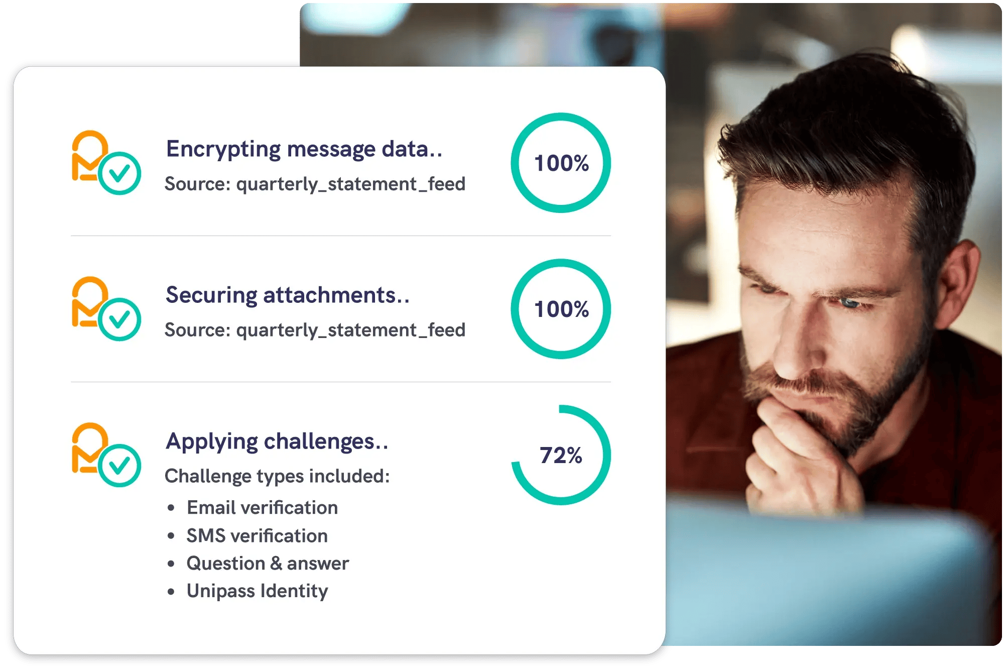 IT manager looking at computer with automated email encryption