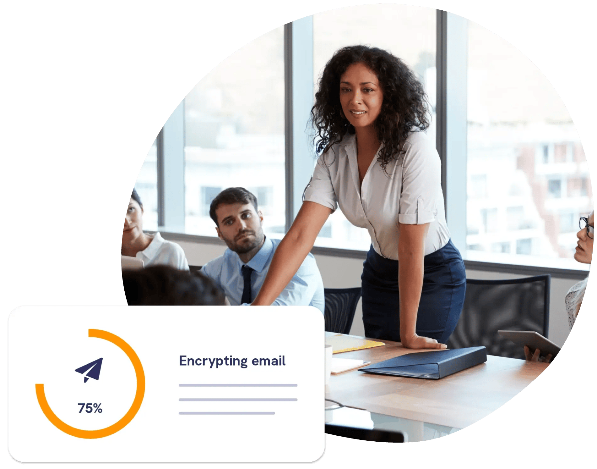 Meeting at financial advisory about secure email usage