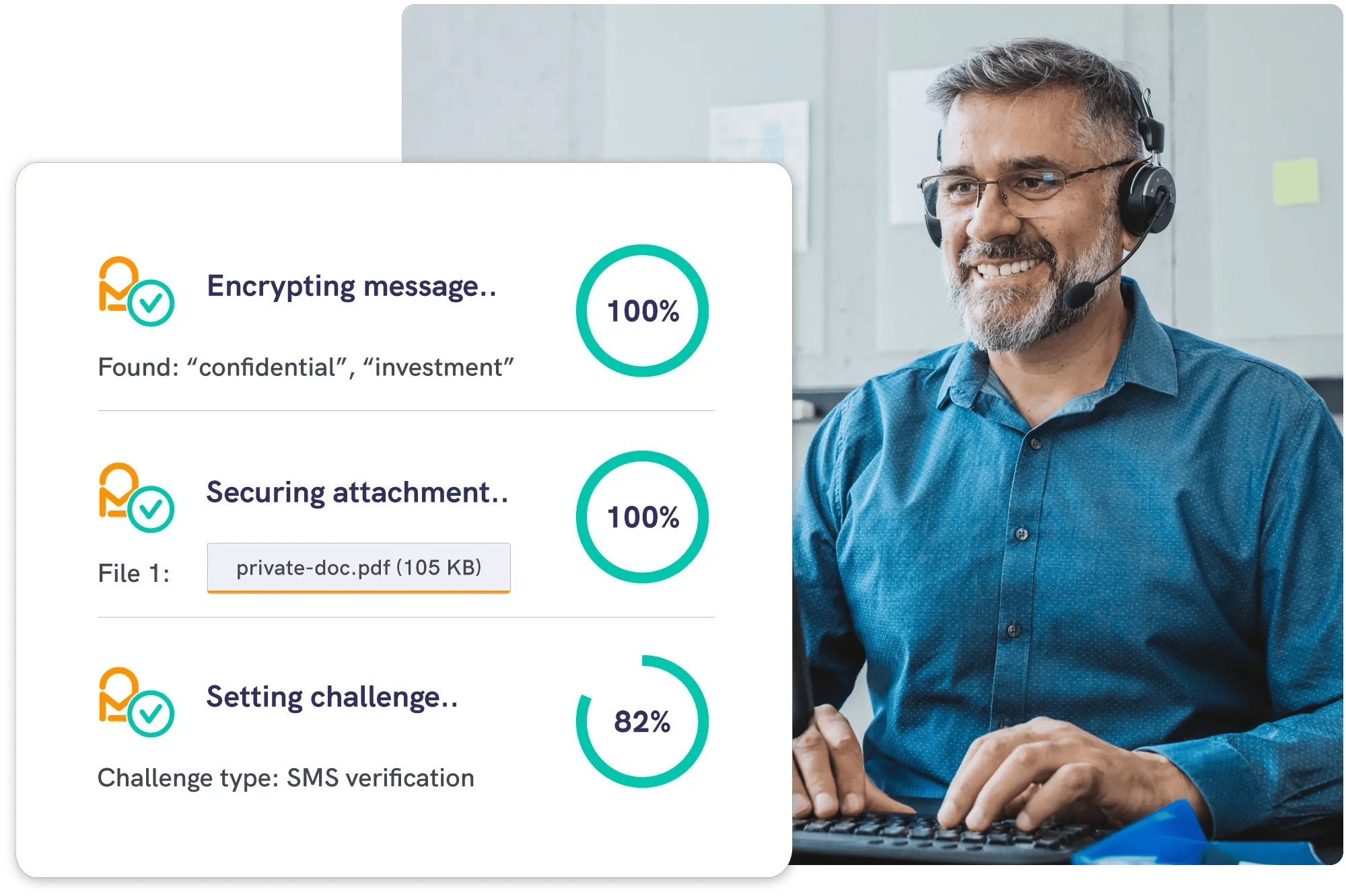 Customer service rep securing M365 emails with Mailock