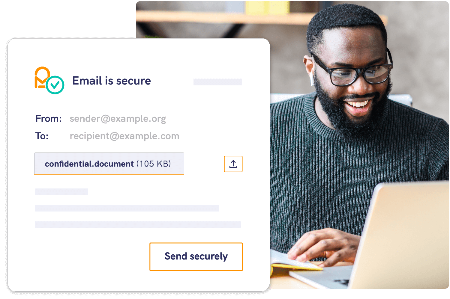 man sending secure emails to his clients using mailock