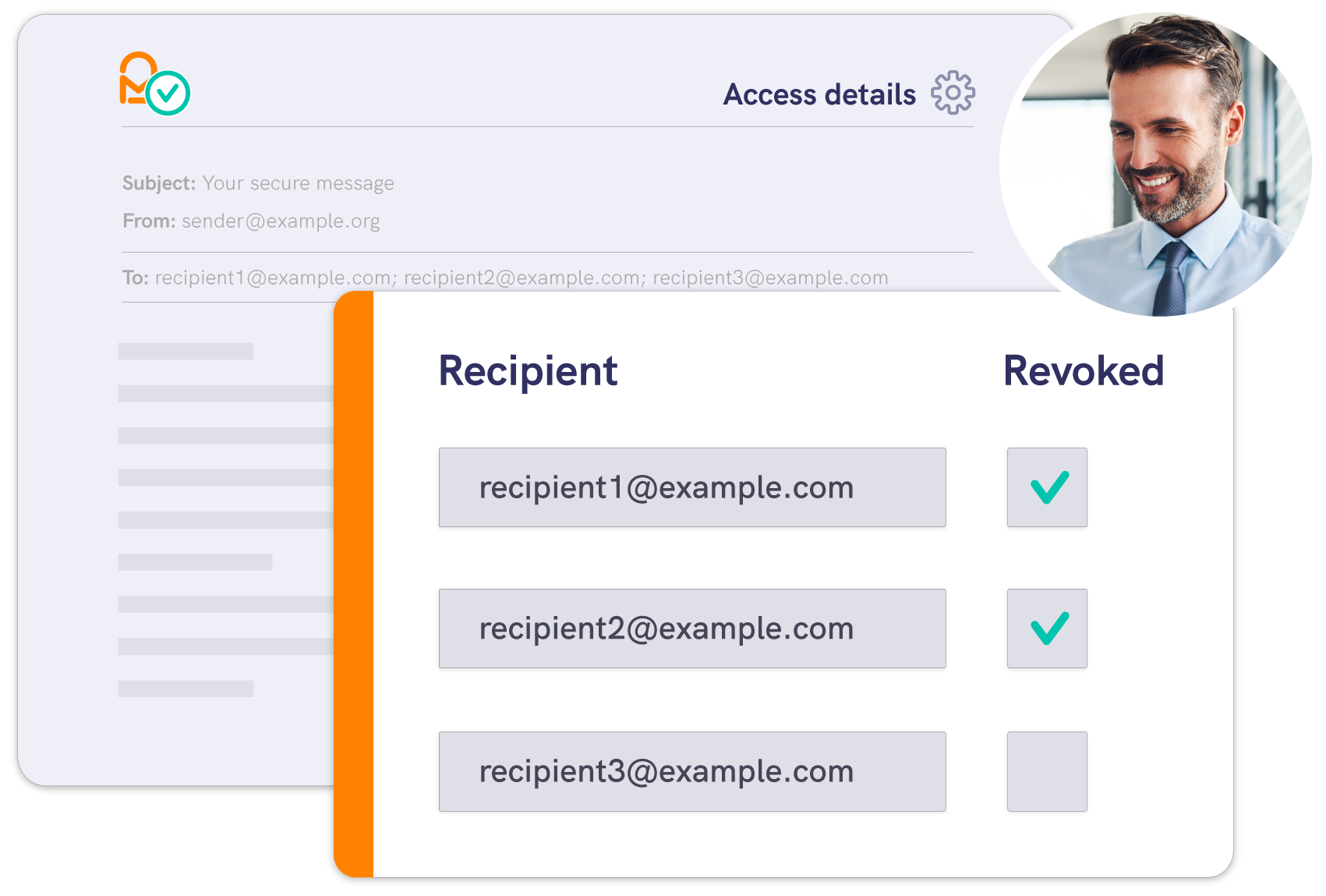 Professional male in office using the Mailock Outlook add-in revoke function