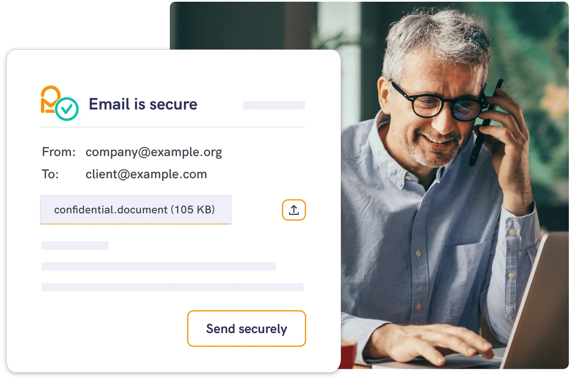 Man reading encrypted secure email