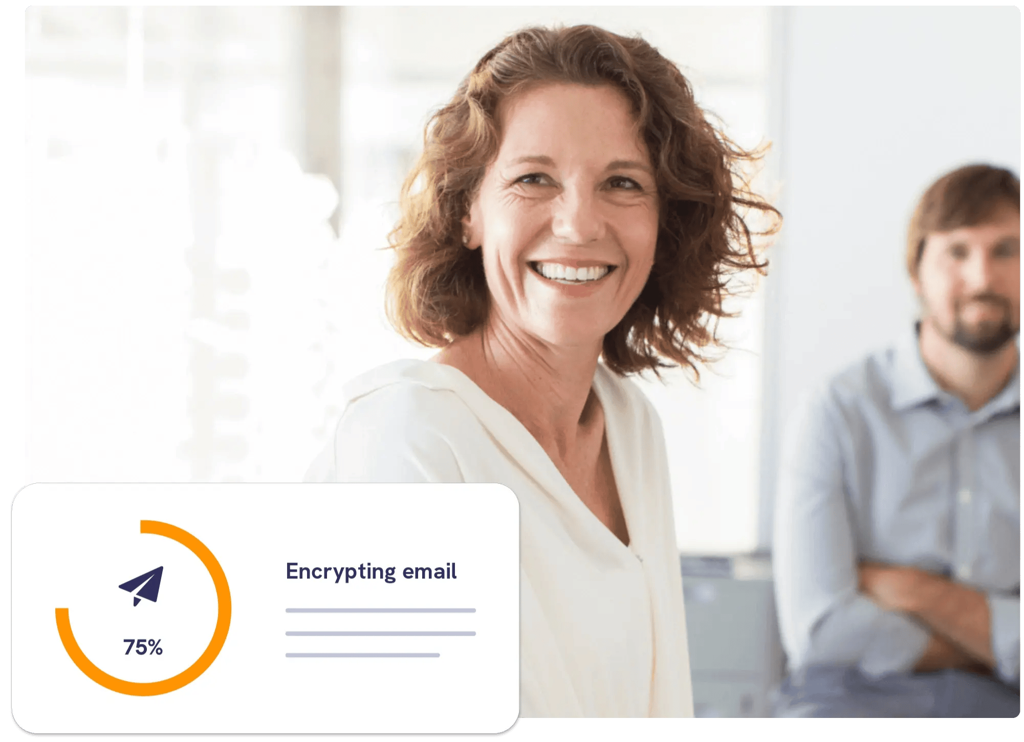 Head of compliance looking at colleagues and smiling in office