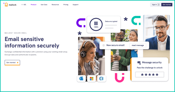 Mailock secure email homepage