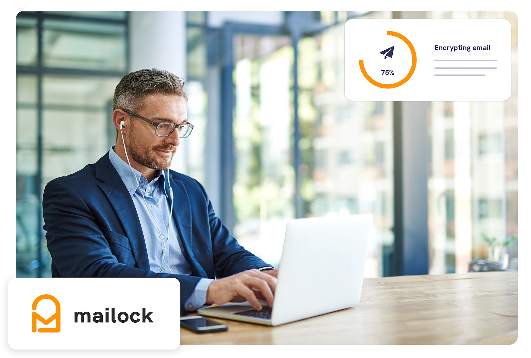 Man reading secure Mailock email