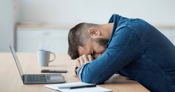 Male customer with password fatigue in office