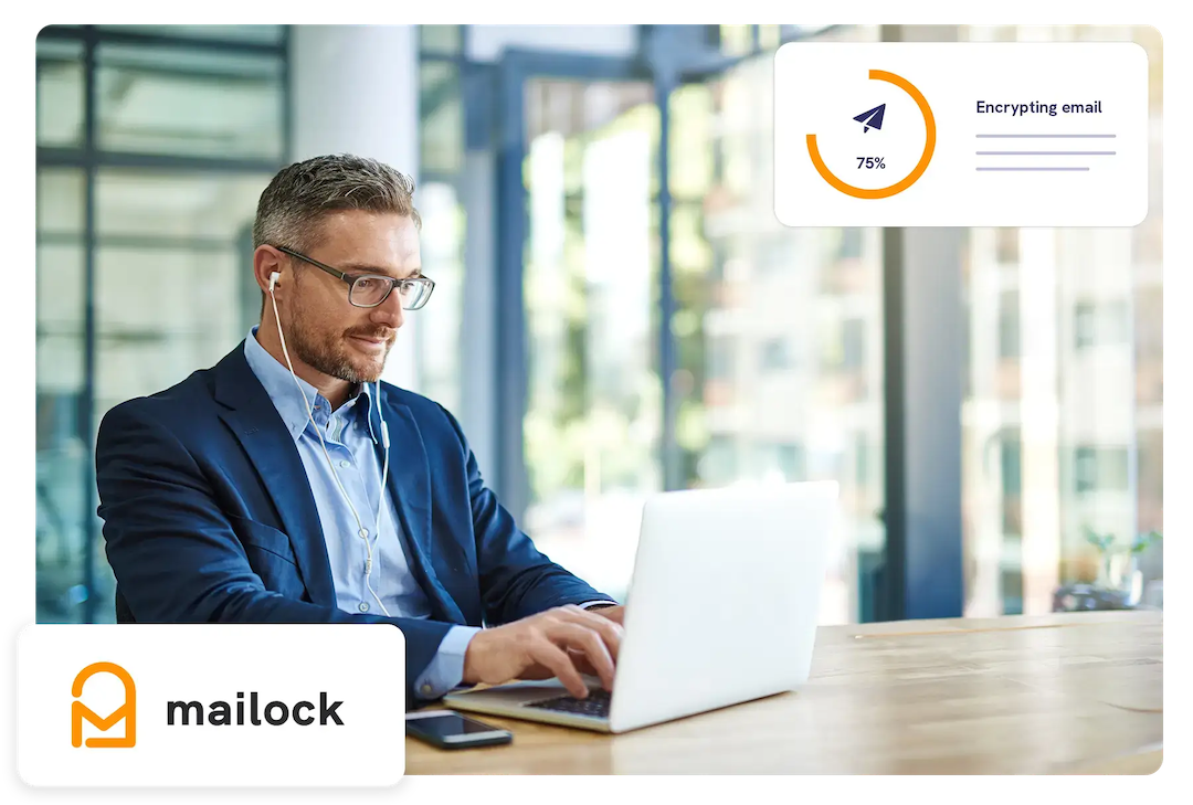 Man Using Laptop To Send Secure Email To His Client