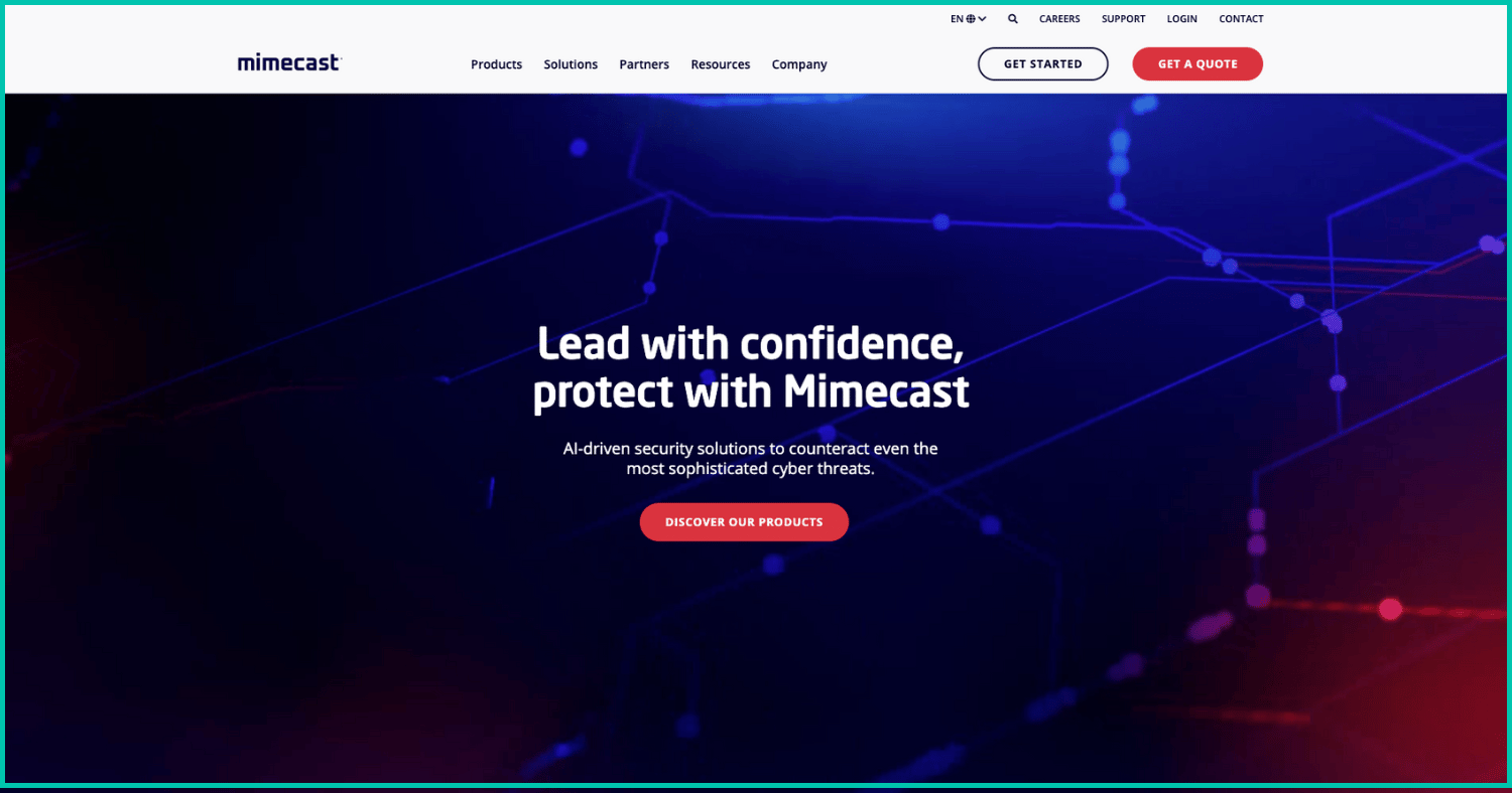 Mimecast secure email messaging homepage