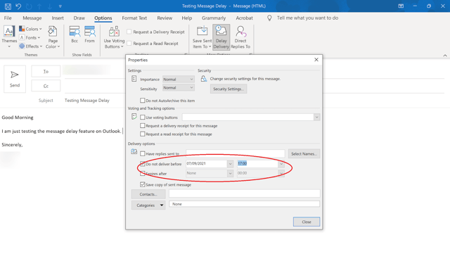 Outlook Message Delay Testing