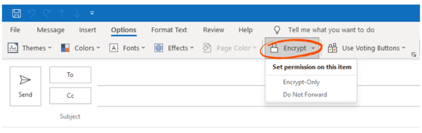 Outlook encrypt button
