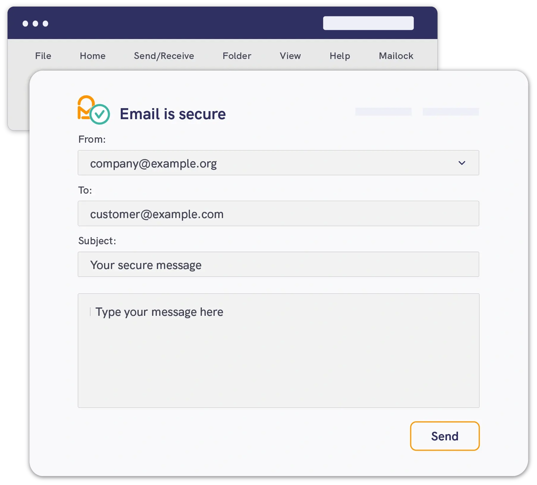 Outlook secure email sending window