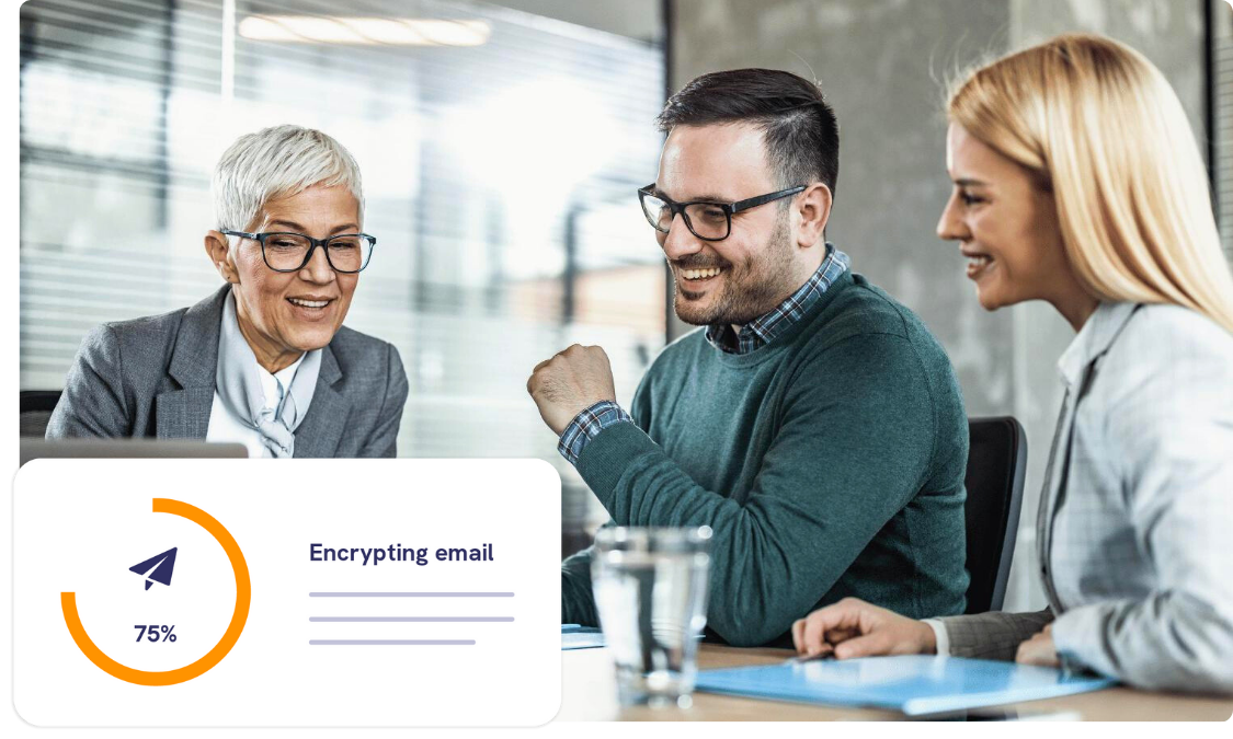 Professional showing customers how encrypted email works