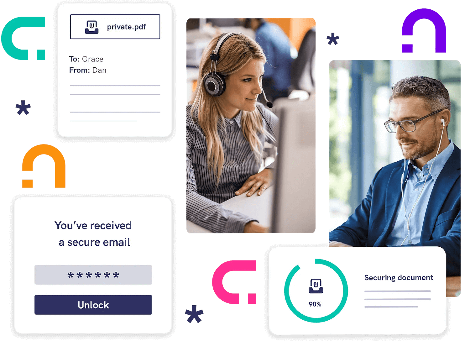 Professionals Sending And Receiving Secure Email Encrypted Message
