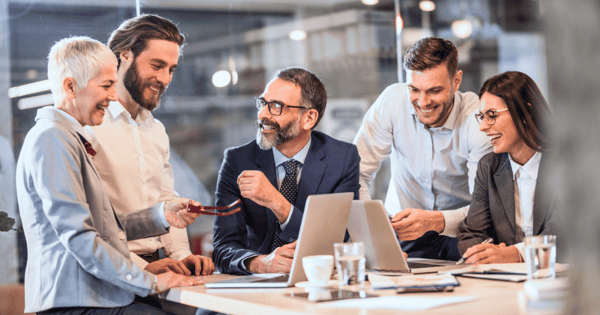 Professionals reviewing customer portal system-1