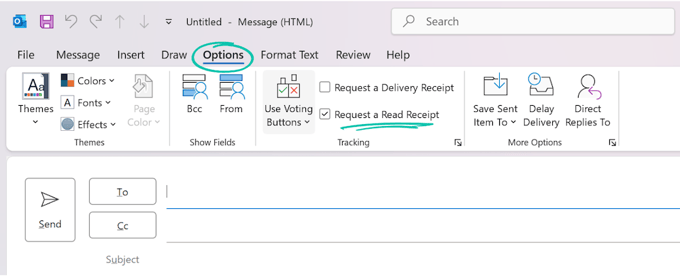 Requesting a Read Receipt in Outlook
