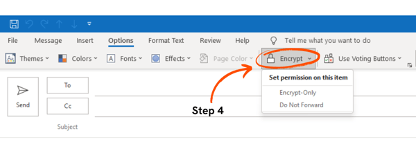 Sending an encrypted email - Step 4