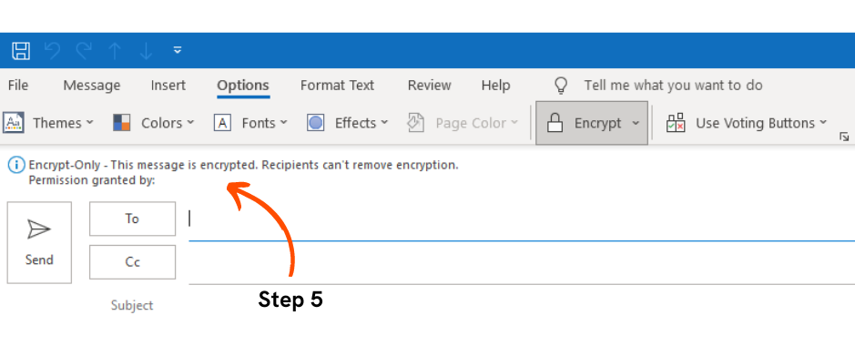 Sending an encrypted email - Step 5