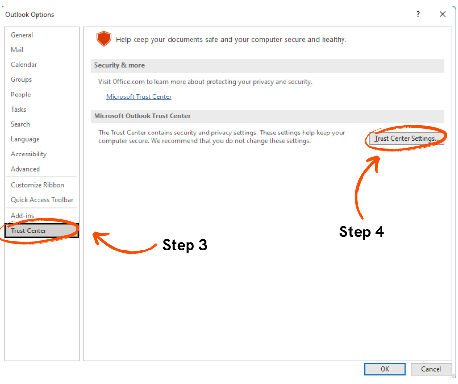 Set up Digital ID in Outlook - Step 3 and 4