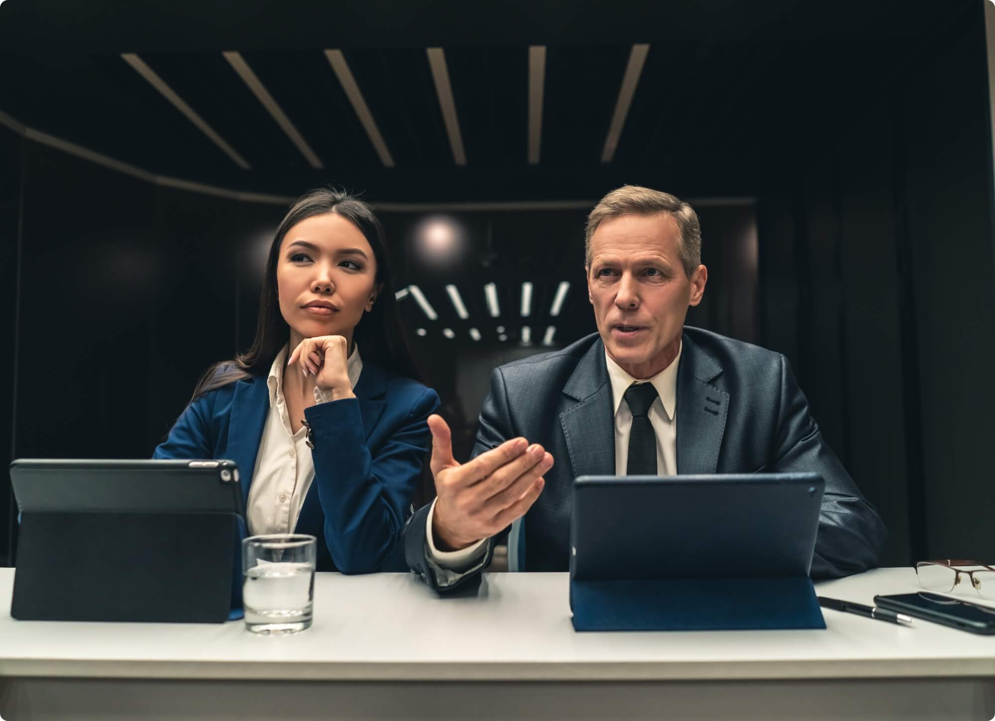 Financial service providers at desk