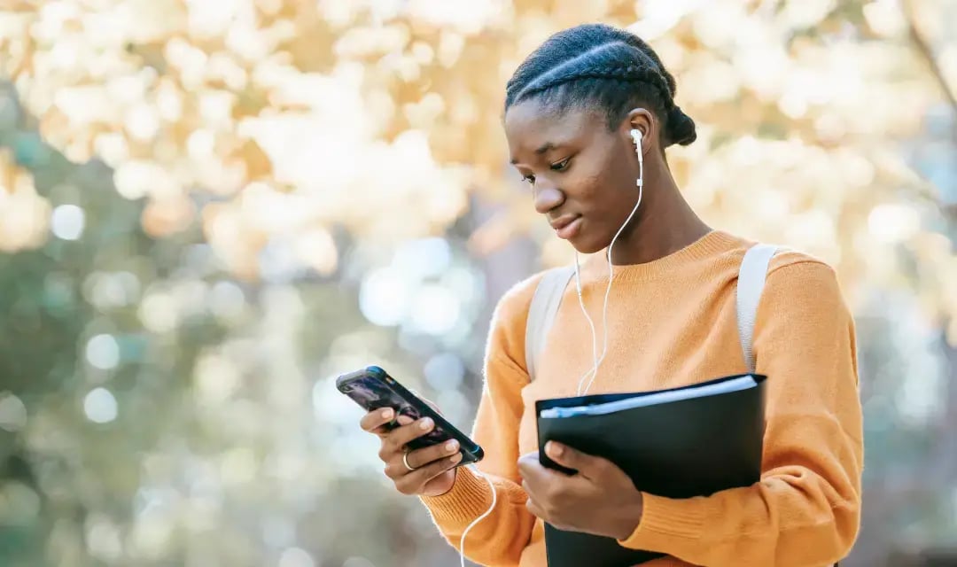 Woman sending document by email