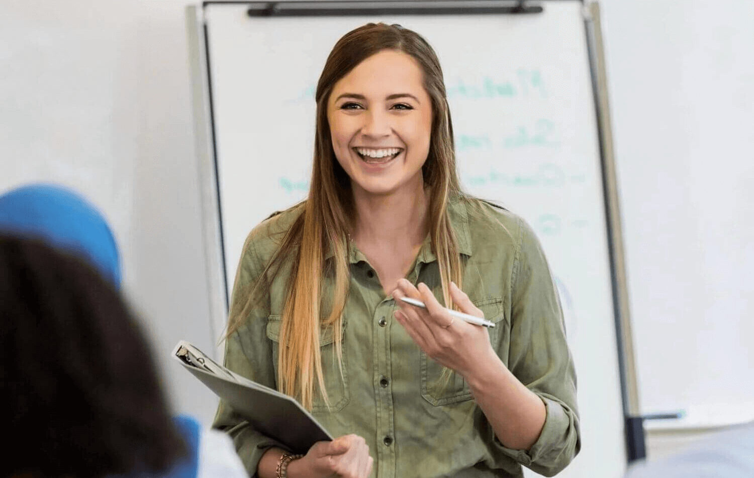 Woman training staff to use secure email