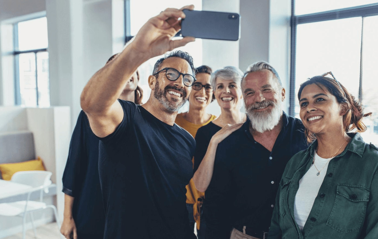 Business team taking a selfie