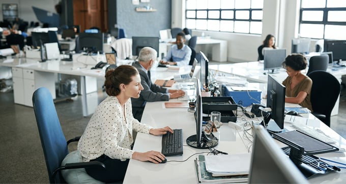 Contact centre staff at work using secure email technology