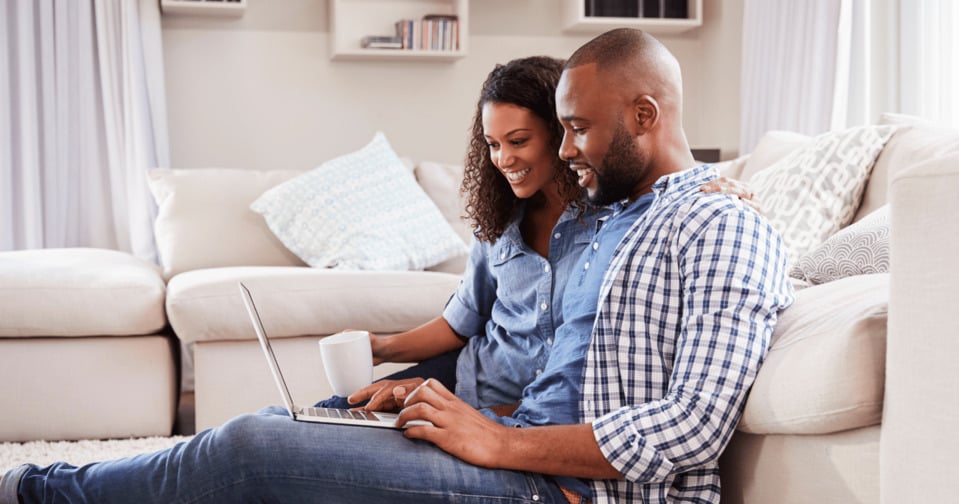 Couple receiving encrypted emails at home