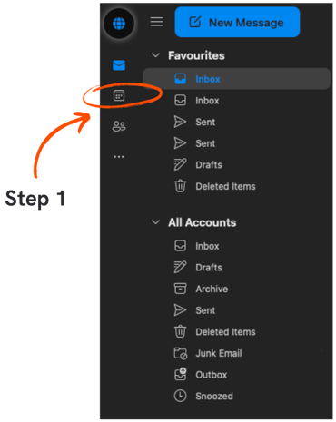 Hiding your calendar in the Mac Outlook app step 1