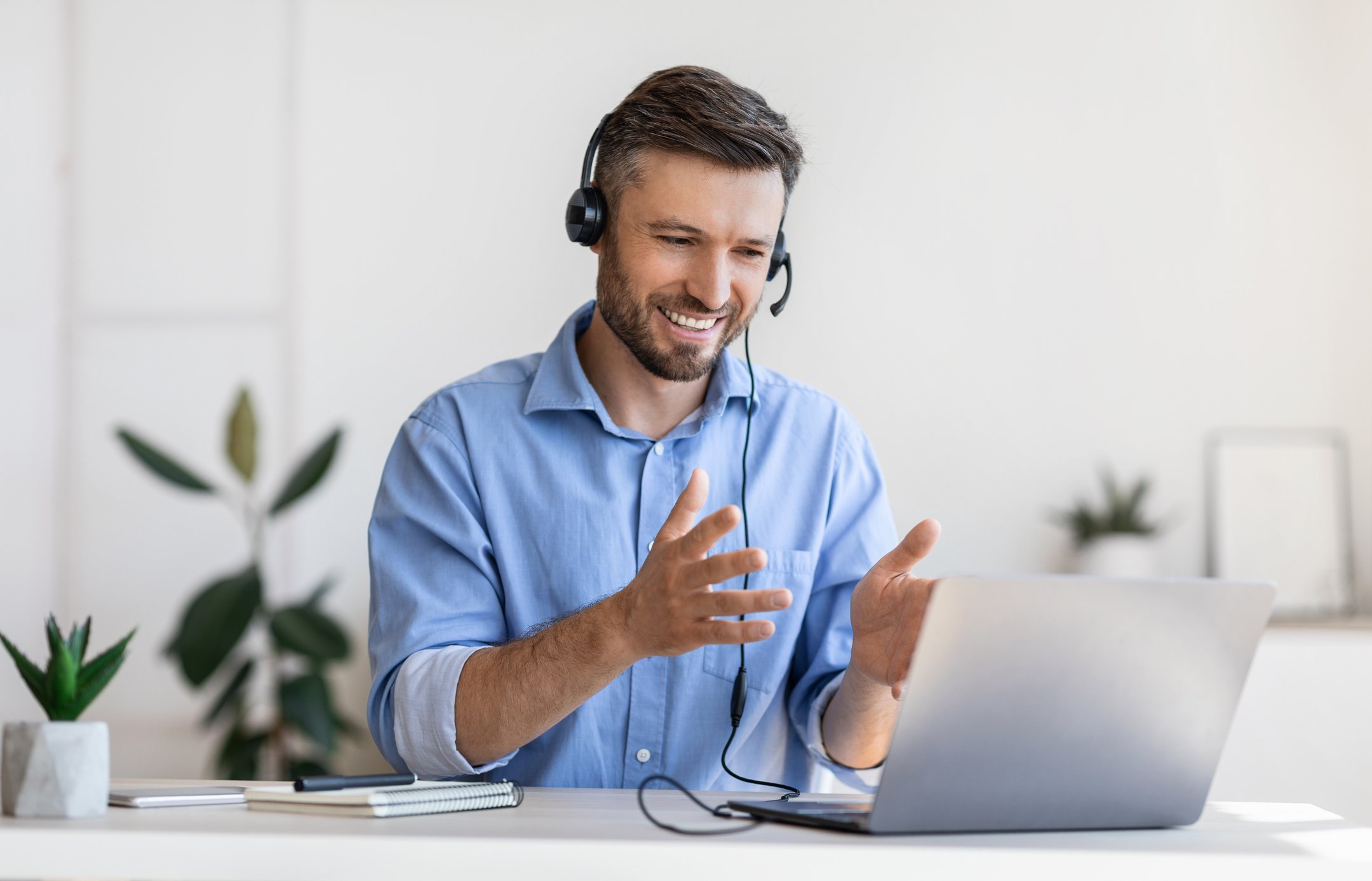 Customer service representative on video call