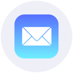 iCloud Mail logo in blue and white