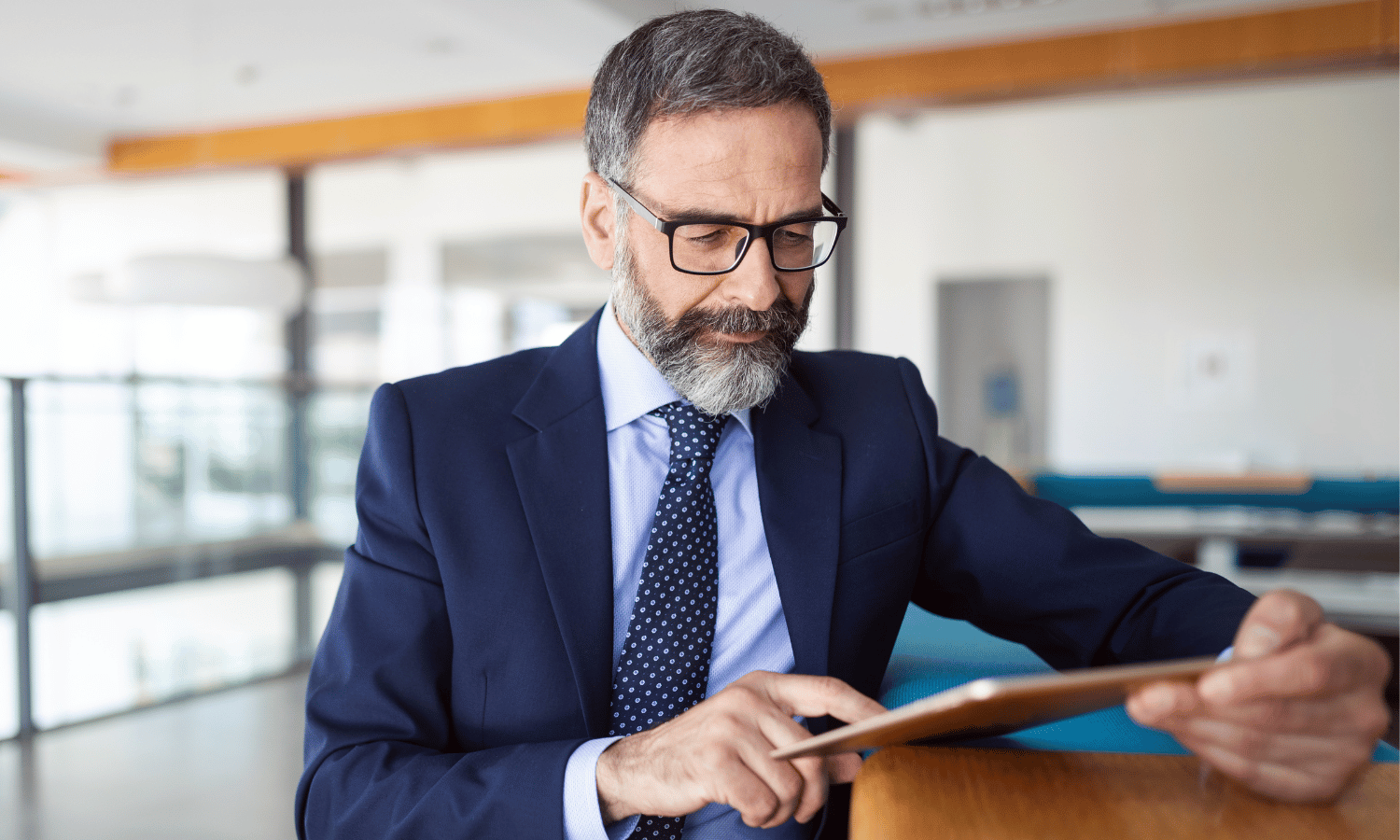 leader looking at secure email on device