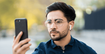 man using digital id on smartphone