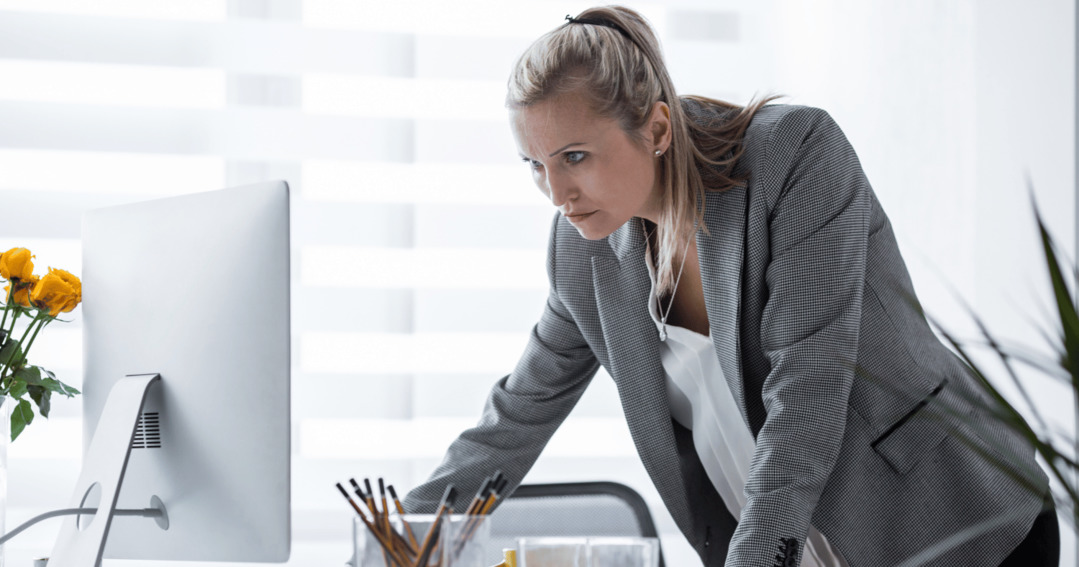Woman looking concerned about missent email