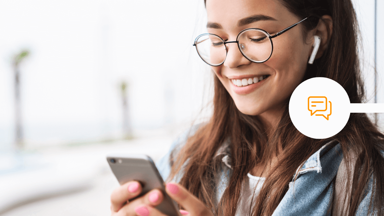 woman using chatbot on smartphone