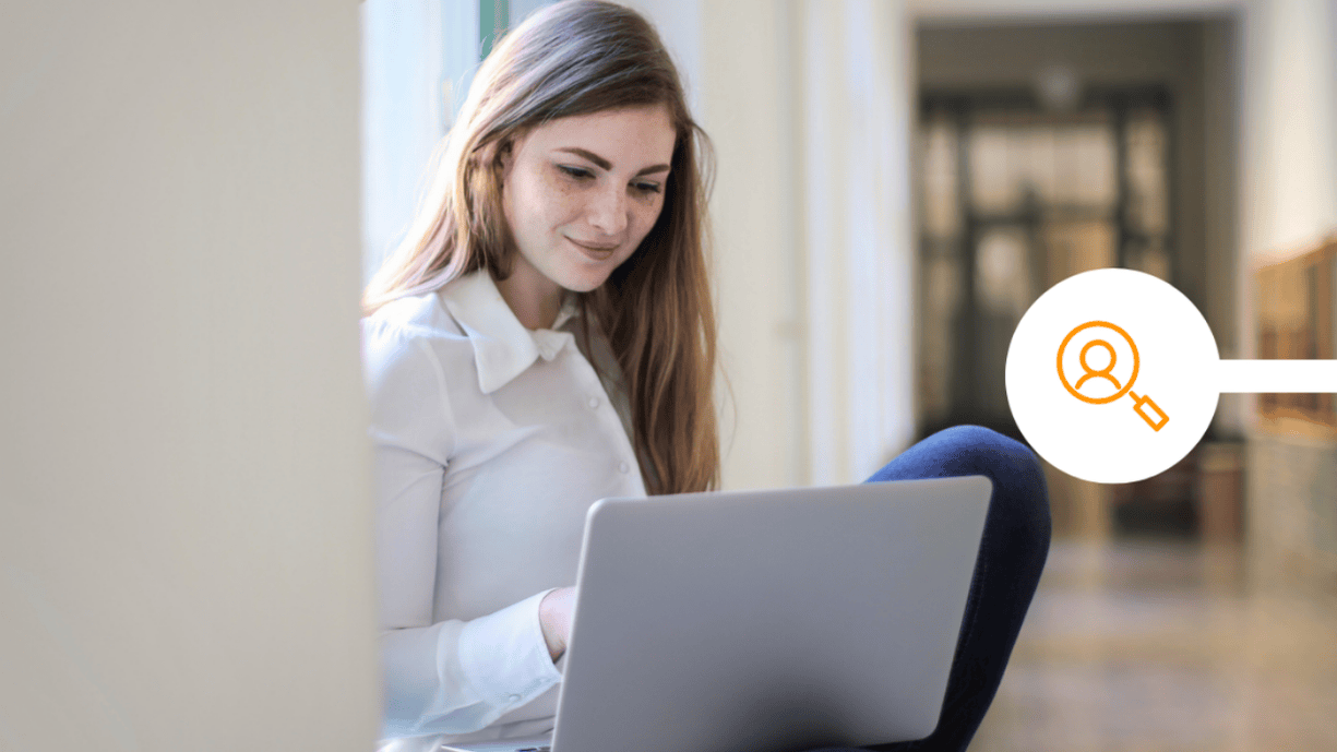 woman using laptop in university